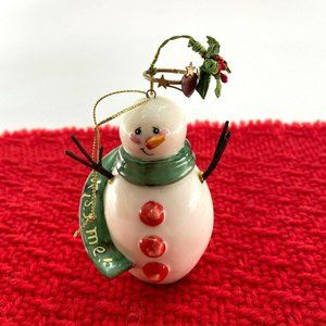 Snowman Christmas Ceramic Ornament With Kiss Me Gr